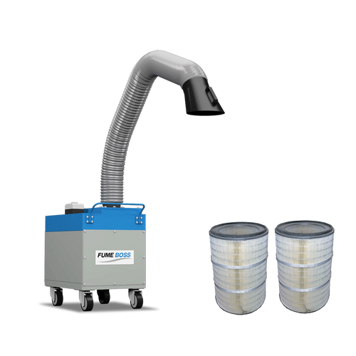 Fume Boss 800 Portable Fume Extractor + 2 Nanofiber Replacement Cartridge Filters